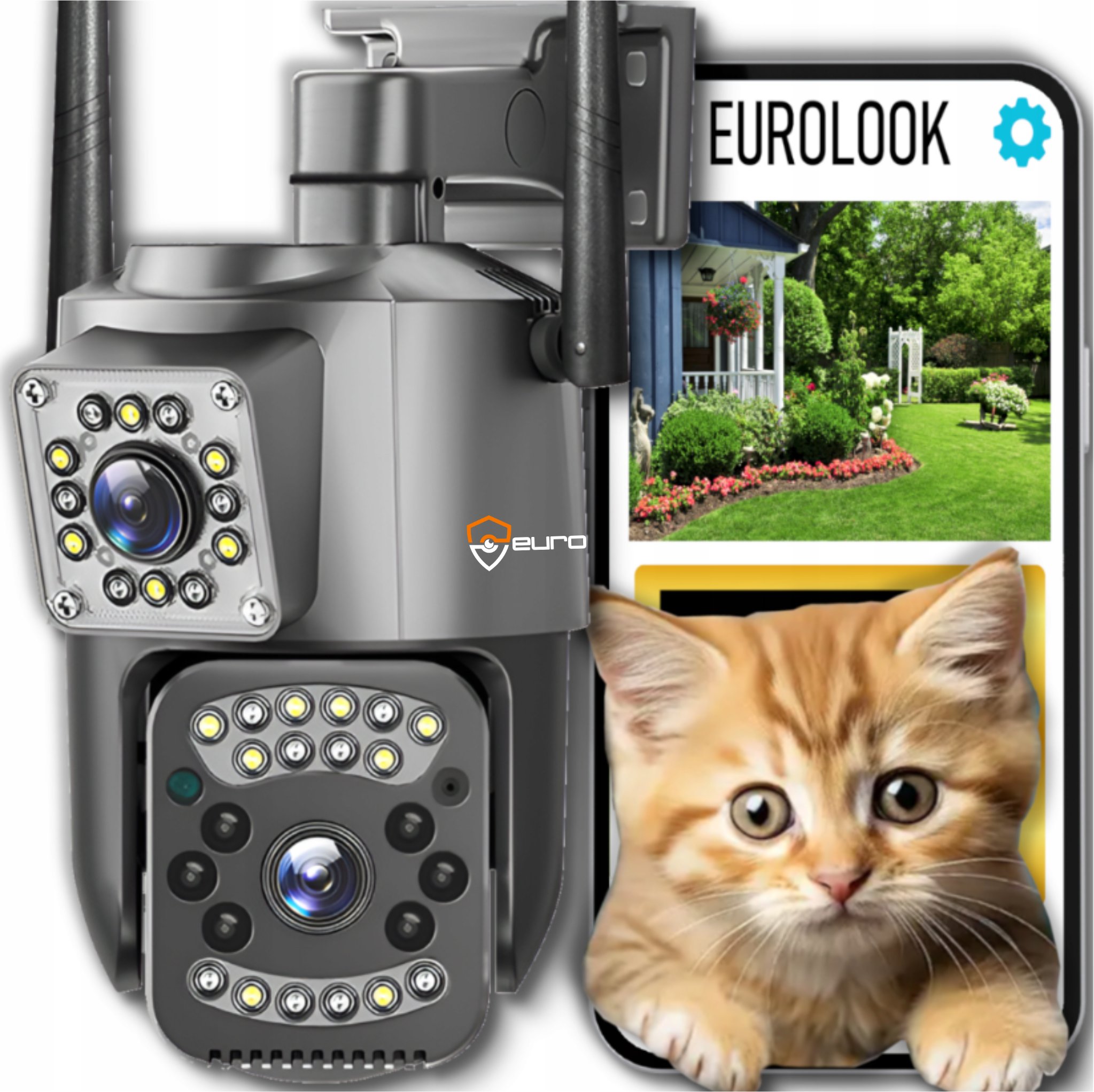 ZEWNĘTRZNA PODWÓJNA KAMERA WIFI IP SMART 4MPX DETEKCJA PIR IR LED APLIKACJA