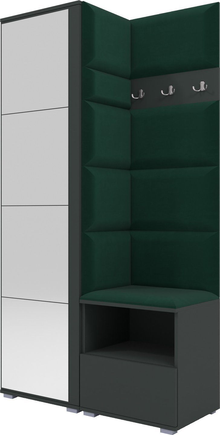 Ravio Tapicerowana garderoba Nela I z lustrem - kolor grafit + tkanina Trinity 28