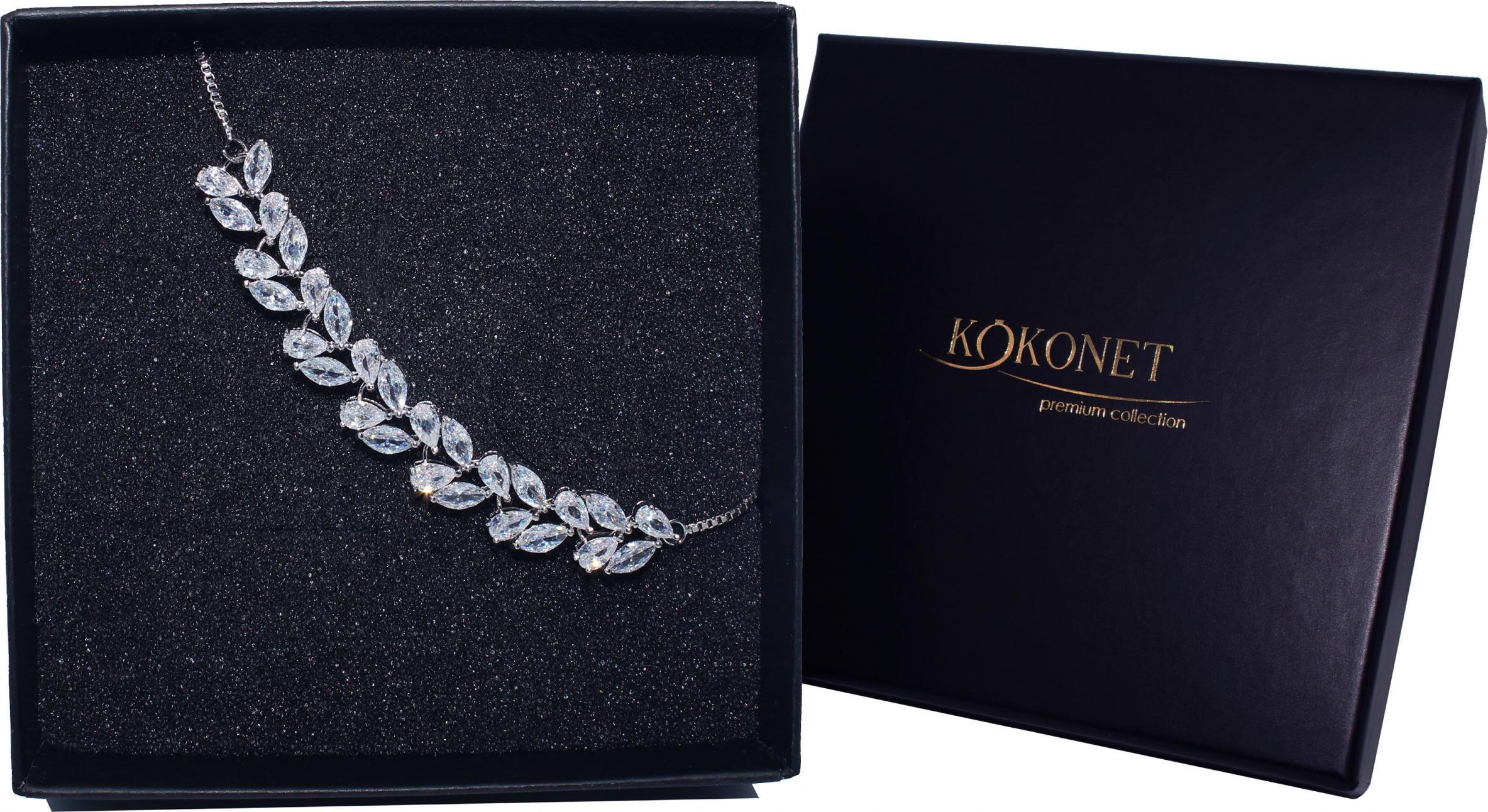KOKONET Bransoletka regulowana ŚLUBNA srebrna SWAROVSKI