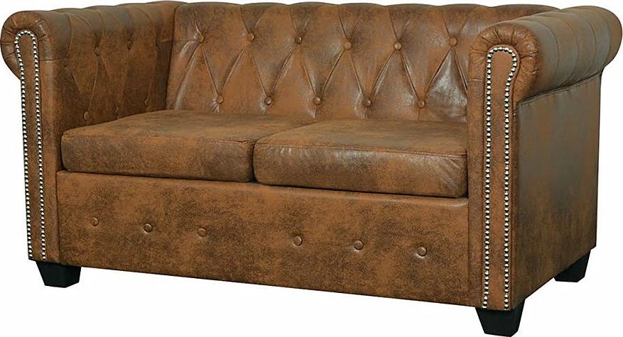 Elior 2-osobowa brązowa sofa w stylu Chesterfield - Charlotte 2Q