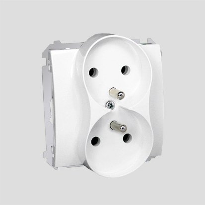 Kontakt-Simon Gniazdo podwójne Basic Moduł z/u 16A IP20 białe - BMGZ2M.01/11