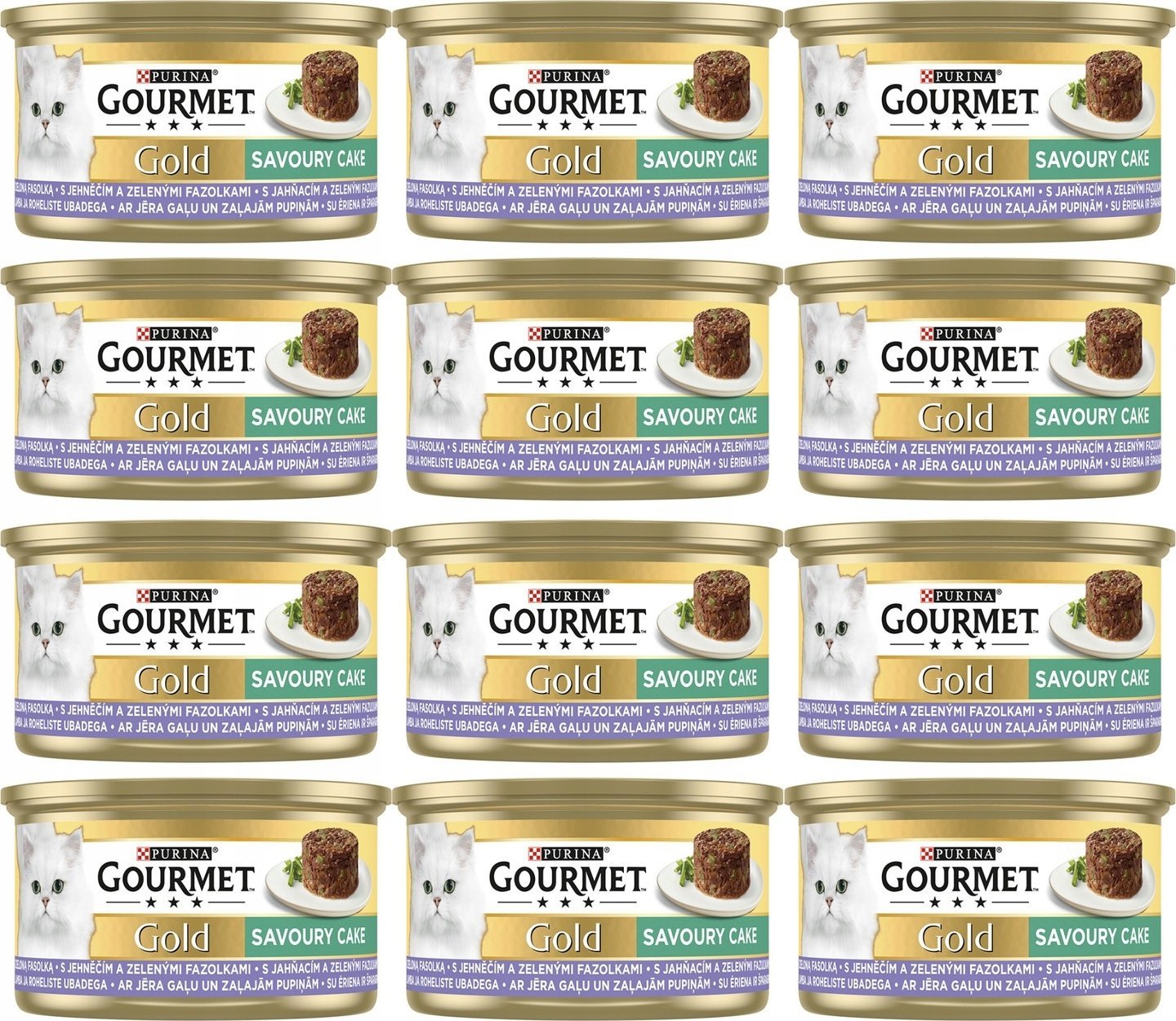 Purina Purina Gourmet Gold Savoury Cake Mokra karma dla kotów z jagnięciną i fasolą 85 g x 12 sztuk