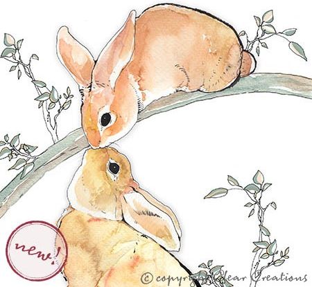 Clear Creation Karnet Swarovski kwadrat Króliki na gałęzi (CL1213_BL)