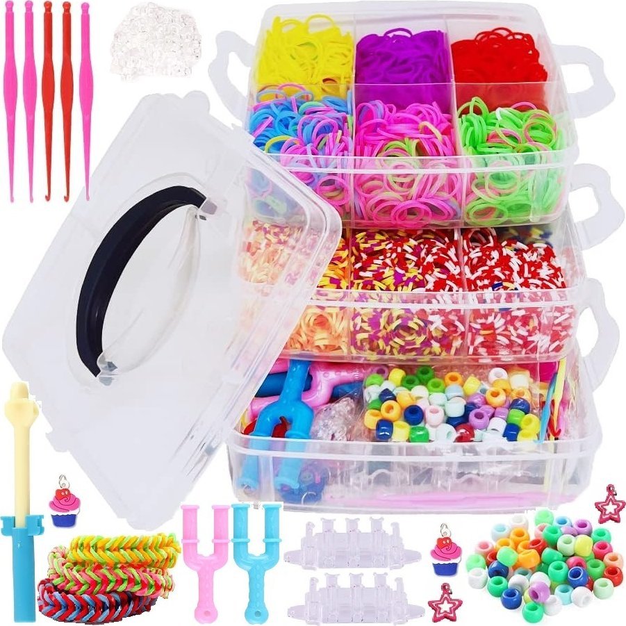 Qulki GUMKI DO ROBIENIA BRANSOLETEK W KUFERKU DUŻY ZESTAW 4500 szt Kuferek XXL