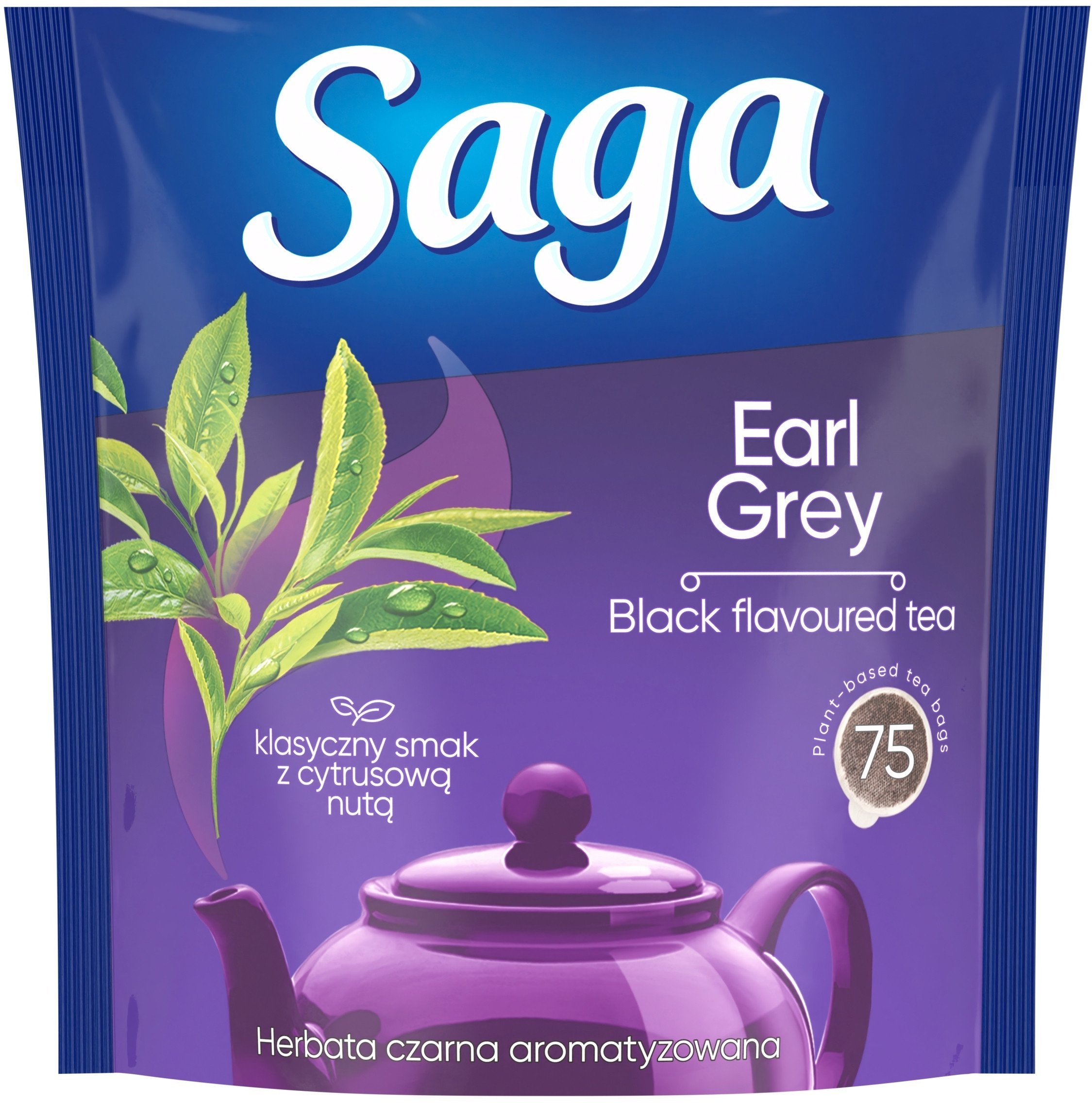 Herbata SAGA, czarna, Earl Grey, 75 torebek