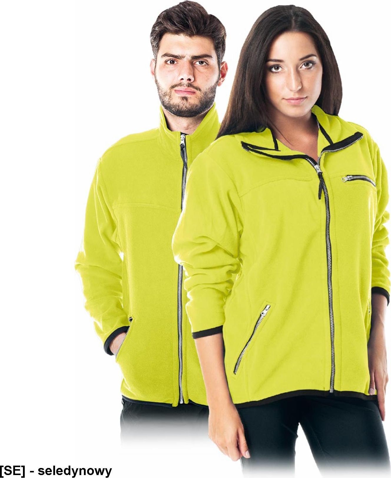 R.E.I.S. POLAR-HONEY - biała bluza miła w dotyku, krótko strzyżony polar, 100% poliester 290 g/m2, suwak, 3 zasuwane kieszenie - seledynowy 2XL