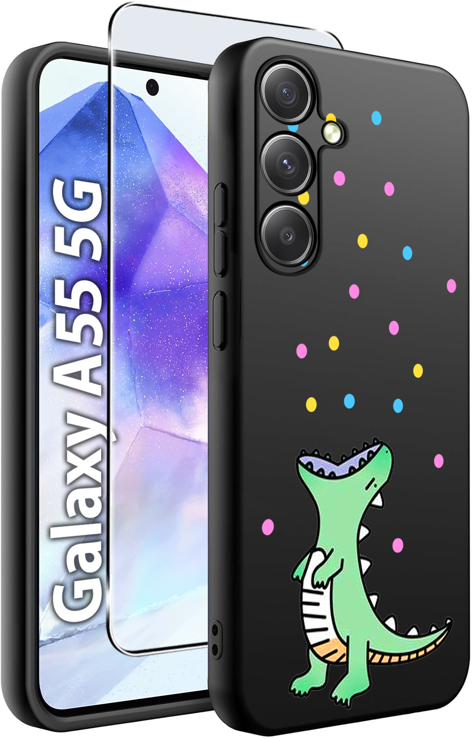 ETUI do Samsung A55 5G WZORY | SILIKONOWE MATT CASE + SZKŁO HARTOWANE 9H