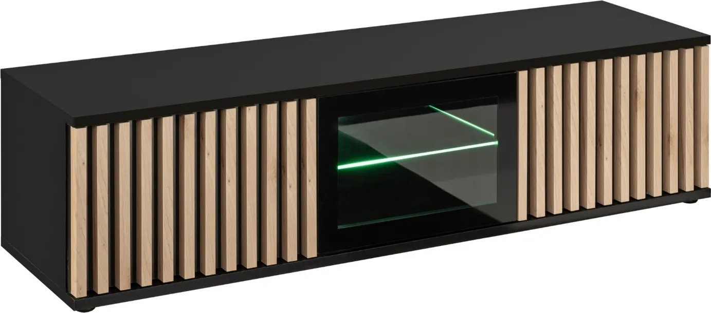 ASM Meble Szafka RTV CAMERON LED 160 hickory jackson/czarna