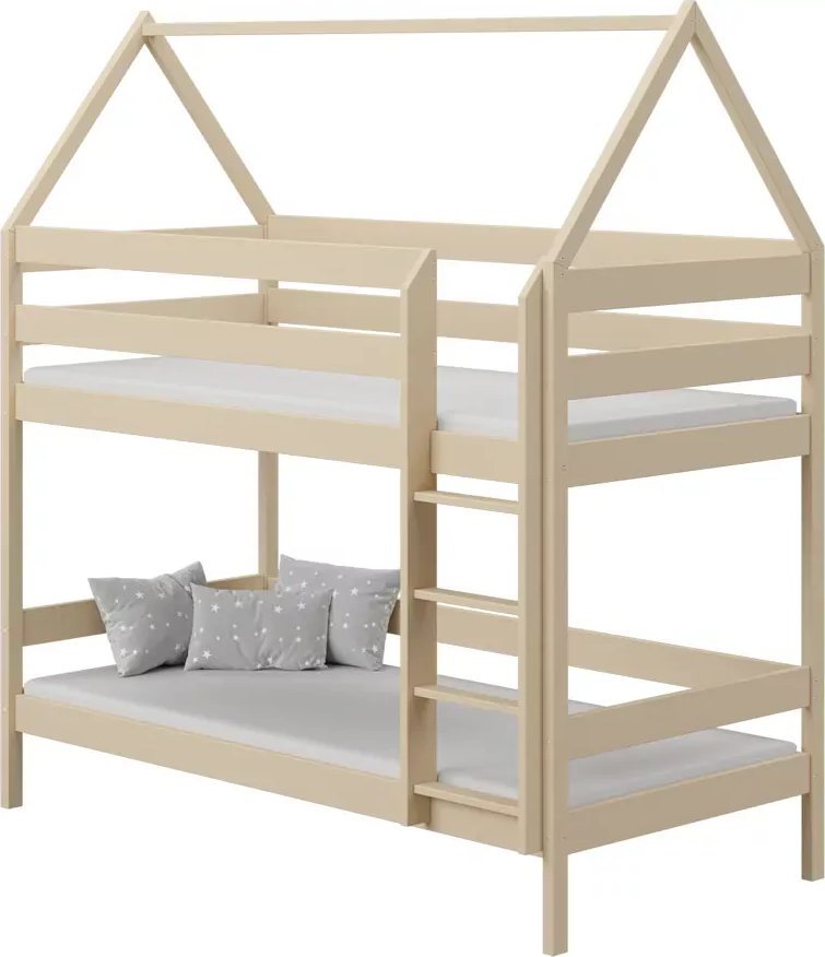 Elior Skandynawskie łóżko piętrowe domek, waniliowy - Zuzu 3X 200x90 cm