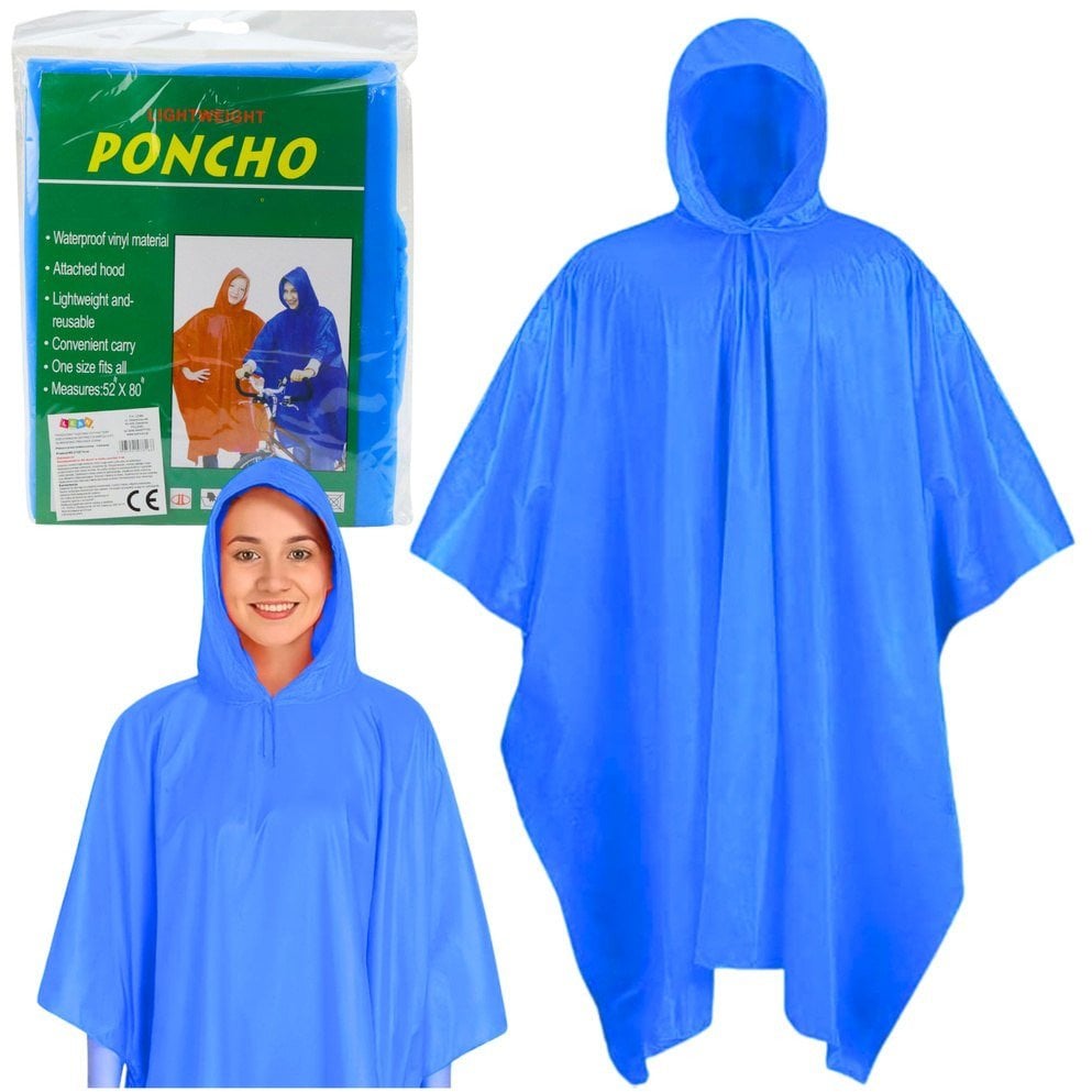 Lean Płaszcz Peleryna przeciwdeszczowa wielokrotnego użytku niebieska 132 x 203 cm EDUKAMP