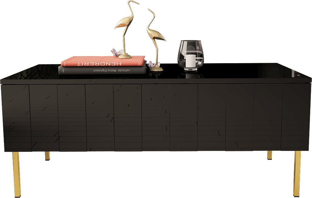 MEGSTYL ŁAWA 120CM NA ZŁOTYCH NÓŻKACH - ELEGANTE 3 Czarny połysk