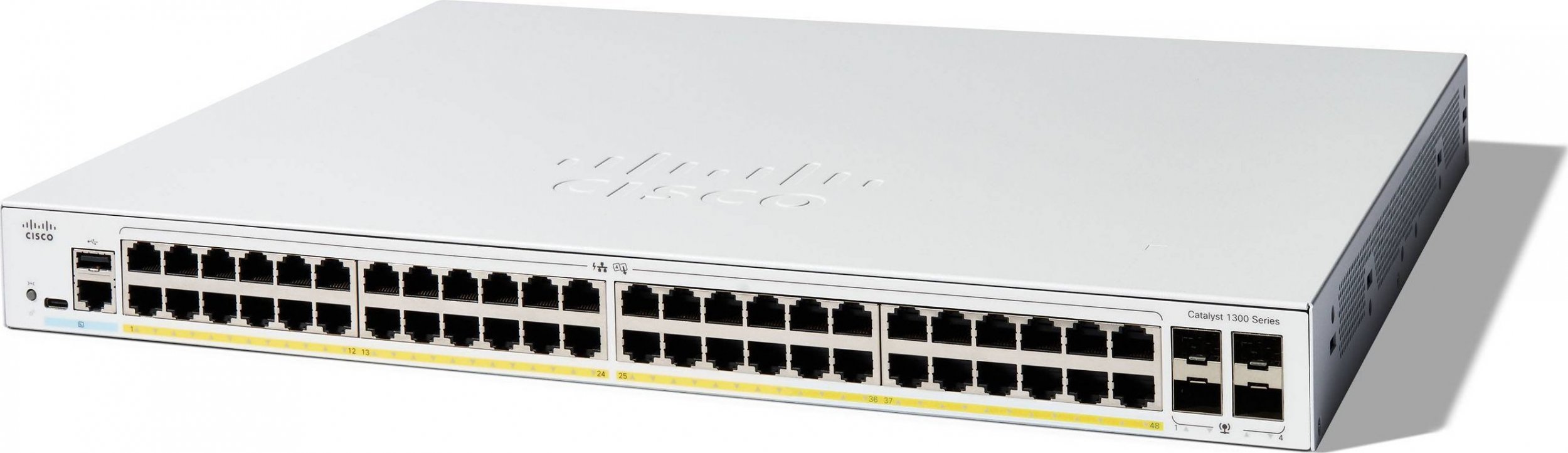 Switch Cisco Cisco Catalyst 1300-48P-4G - Switch - L3 - managed - 48 x 10/100/1000 (PoE+) + 4 x Gigabit SFP - an Rack montierbar - PoE+ (375 W)