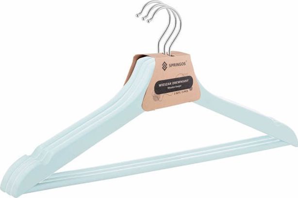 Springos Wieszaki na ubrania drewniane zestaw 3 szt. niebieskie UNIWERSALNY