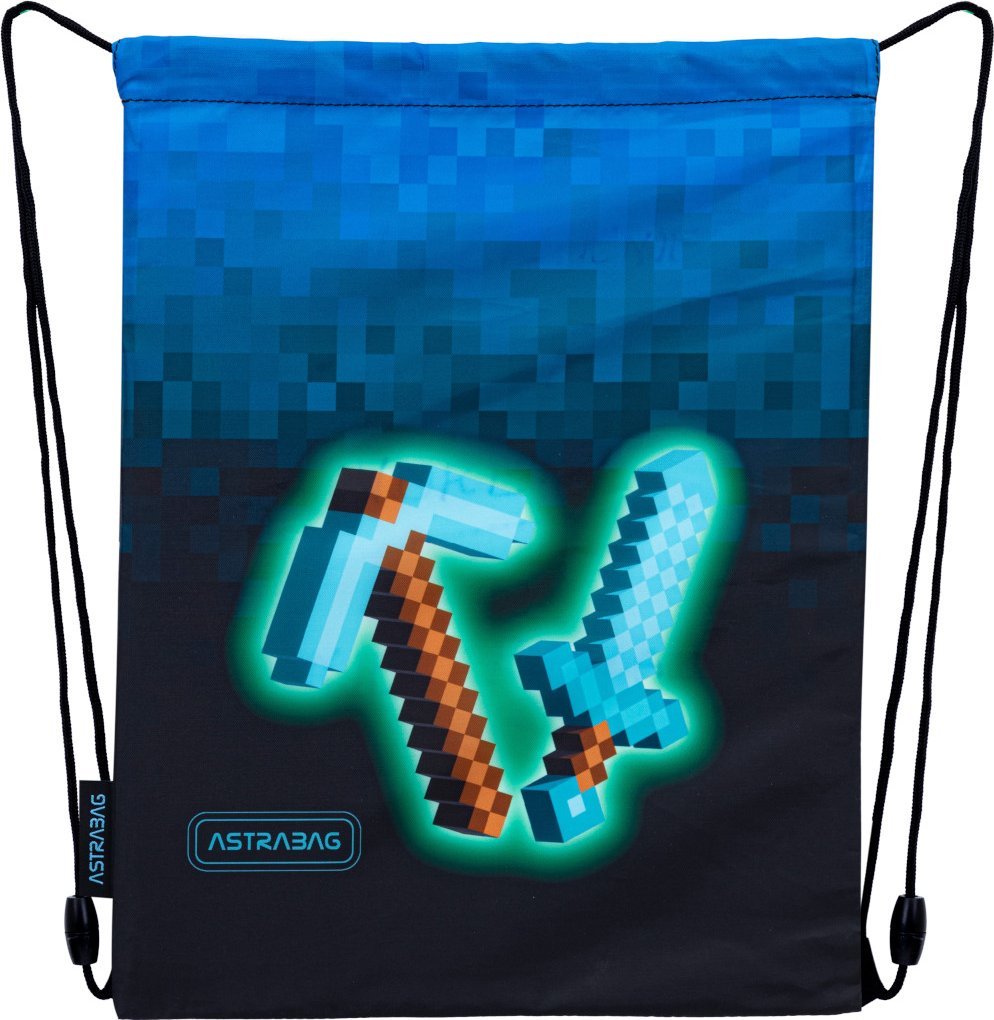 Astra Worek plecak Minecraft na buty obuwie kapcie Blue Pixel 33x40cm ASTRABAG