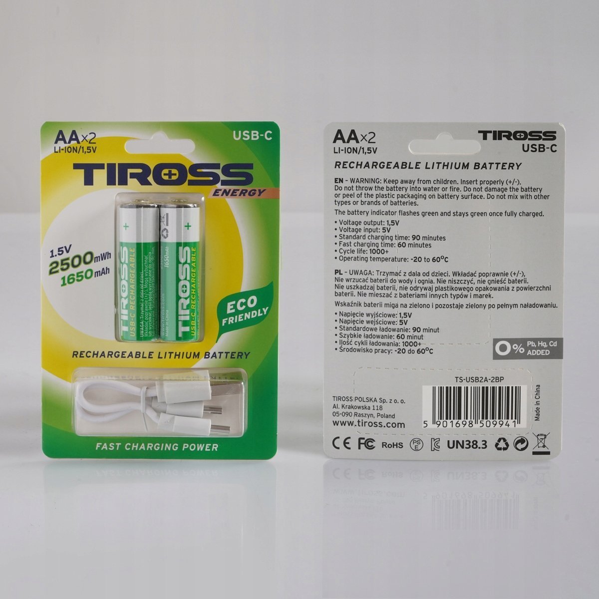 TIROSS RECHARGEABLE BATTERY R6 AA 2pcs