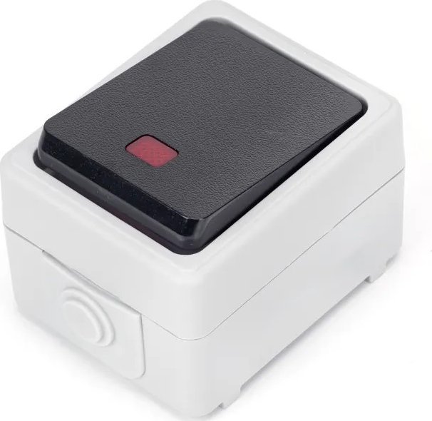 Aigostar Włącznik pojedynczy dwubiegunowy natynkowy typu niemieckiego szary Łącznik pojedynczy dwubiegunowy natynkowy typu niemieckiego szary