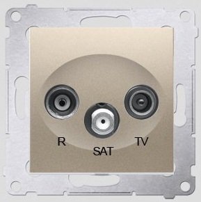 Kontakt-Simon Gniazdo antenowe SIMON54 RTV/SAT przelotowe złote - DASP.01/44