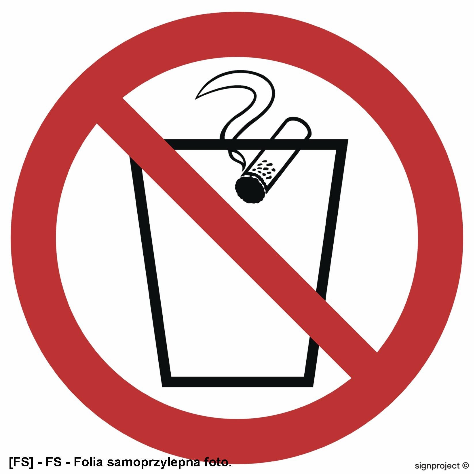 GB018 - Zakaz wrzucania niedopałków do kosza 50x50