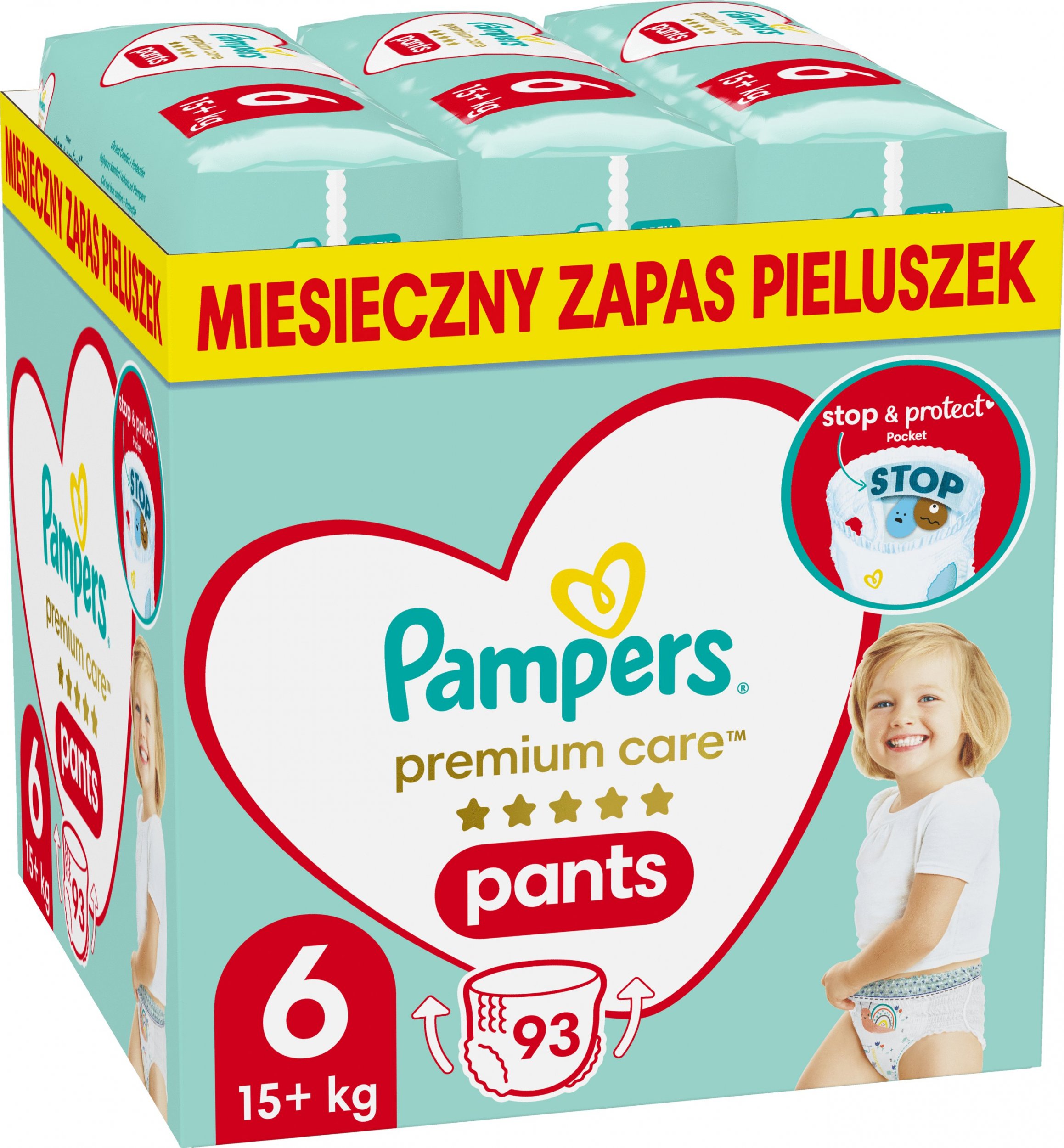 Pampers Pieluchomajtki Pants Premium Care 6, 15+ kg, 93 szt.