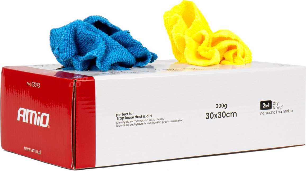 AMiO Chusteczki ściereczki z mikrofibry pudełko zestaw 30 szt. 30x30 cm 200g amio-03973