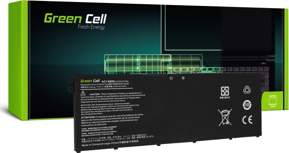 Bateria Green Cell AC14B3K AC14B8K Acer (AC72)