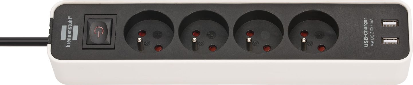 Listwa zasilająca Brennenstuhl Ecolor 4 gniazda 1.5 m biało-czarna (1153244026)