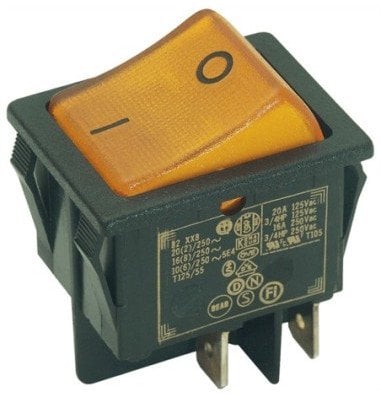 Przełącznik kołyskowy BACHMANN serii 3652, wyłącznik, obciążony, 2-biegunowy, czarny/żółty