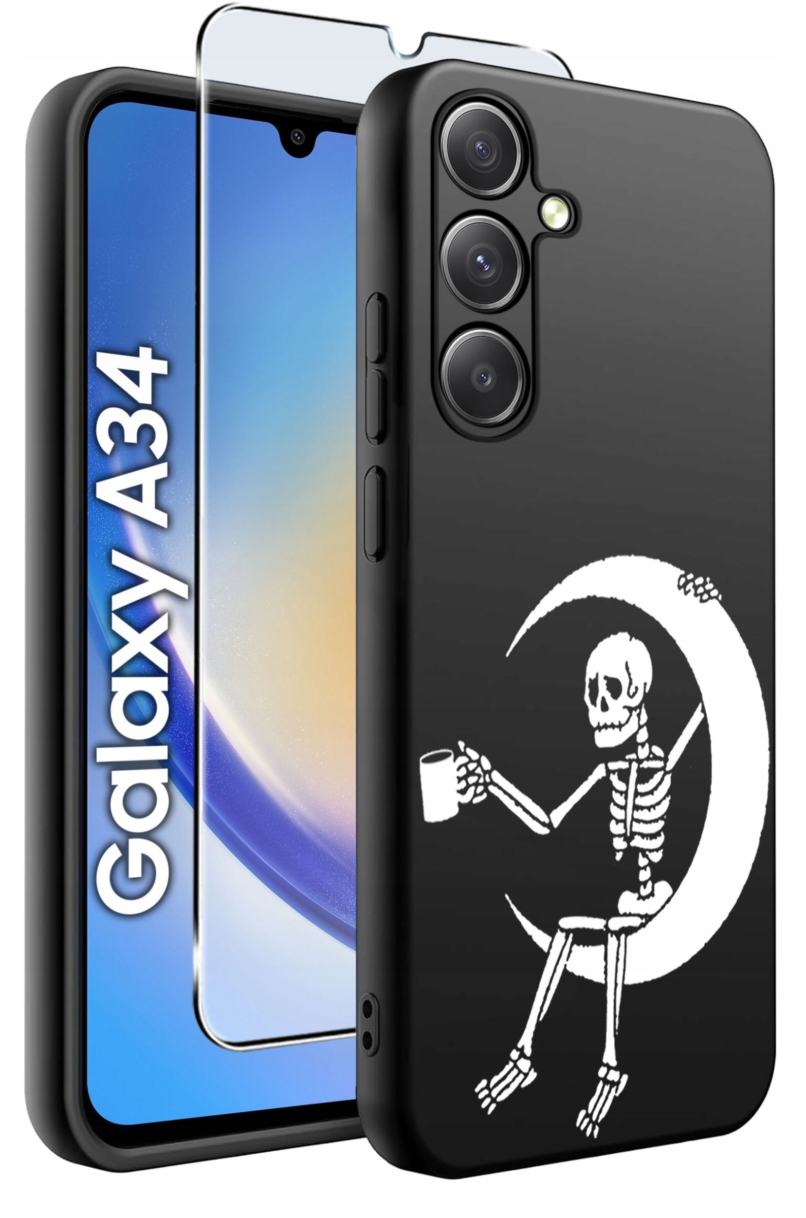 ETUI do Samsung A34 5G WZORY | SILIKONOWE MATT CASE + SZKŁO 9H