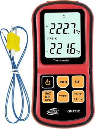 Benetech cyfrowy termometr + termopara K-J-T-E-R-N-S x2 uniwersalny (GM4)