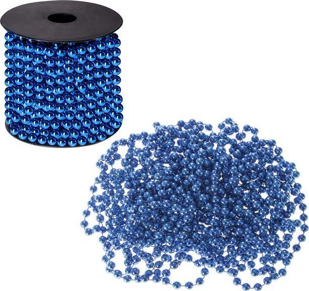 Springos Łańcuch na choinkę perły koraliki 10m 8 mm niebieski UNIWERSALNY