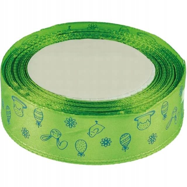 Wstążka satynowa wielkanocna j. zielona 25mmx22m