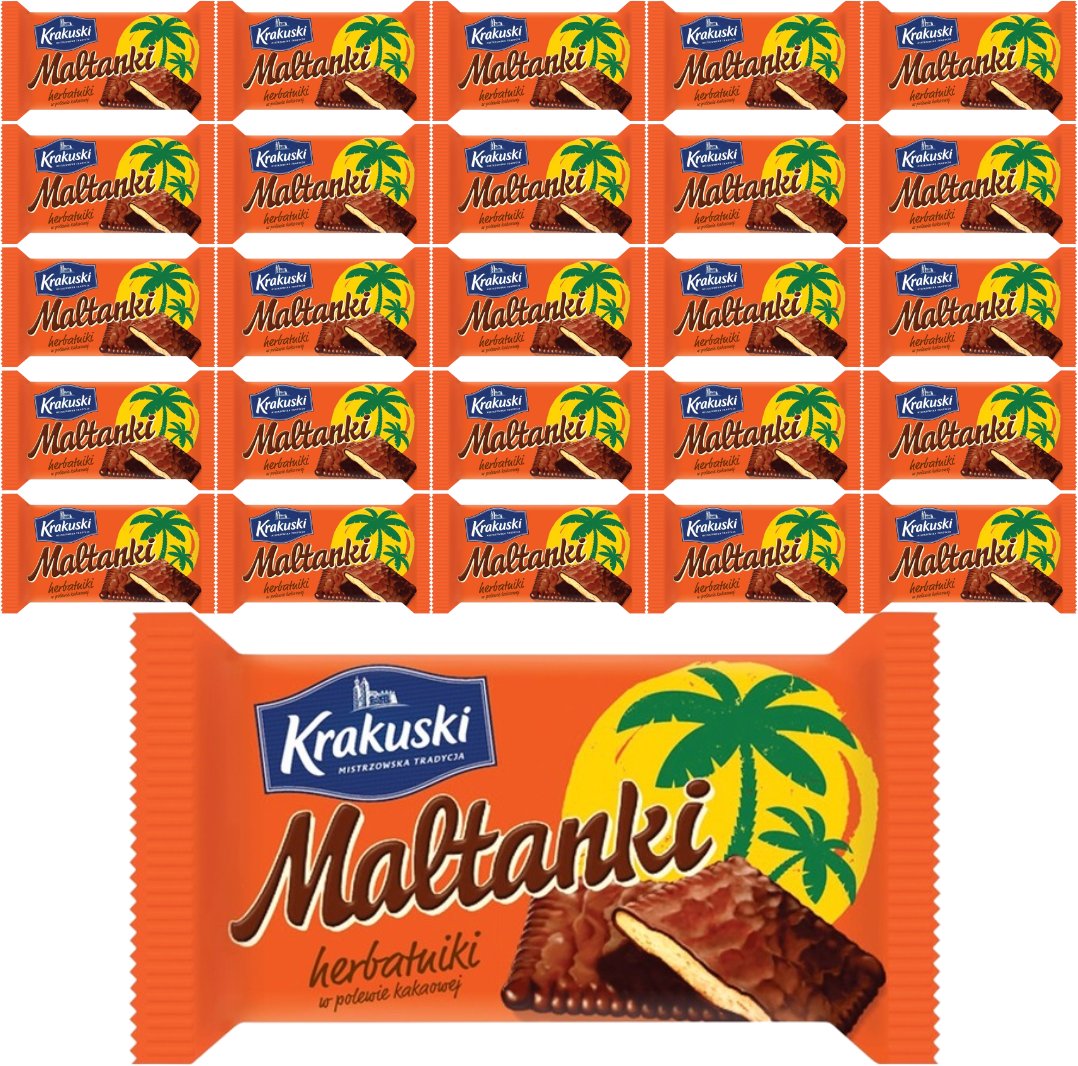 Krakuski Maltanki Herbatniki w polewie kakaowej 80 g x 25 sztuk