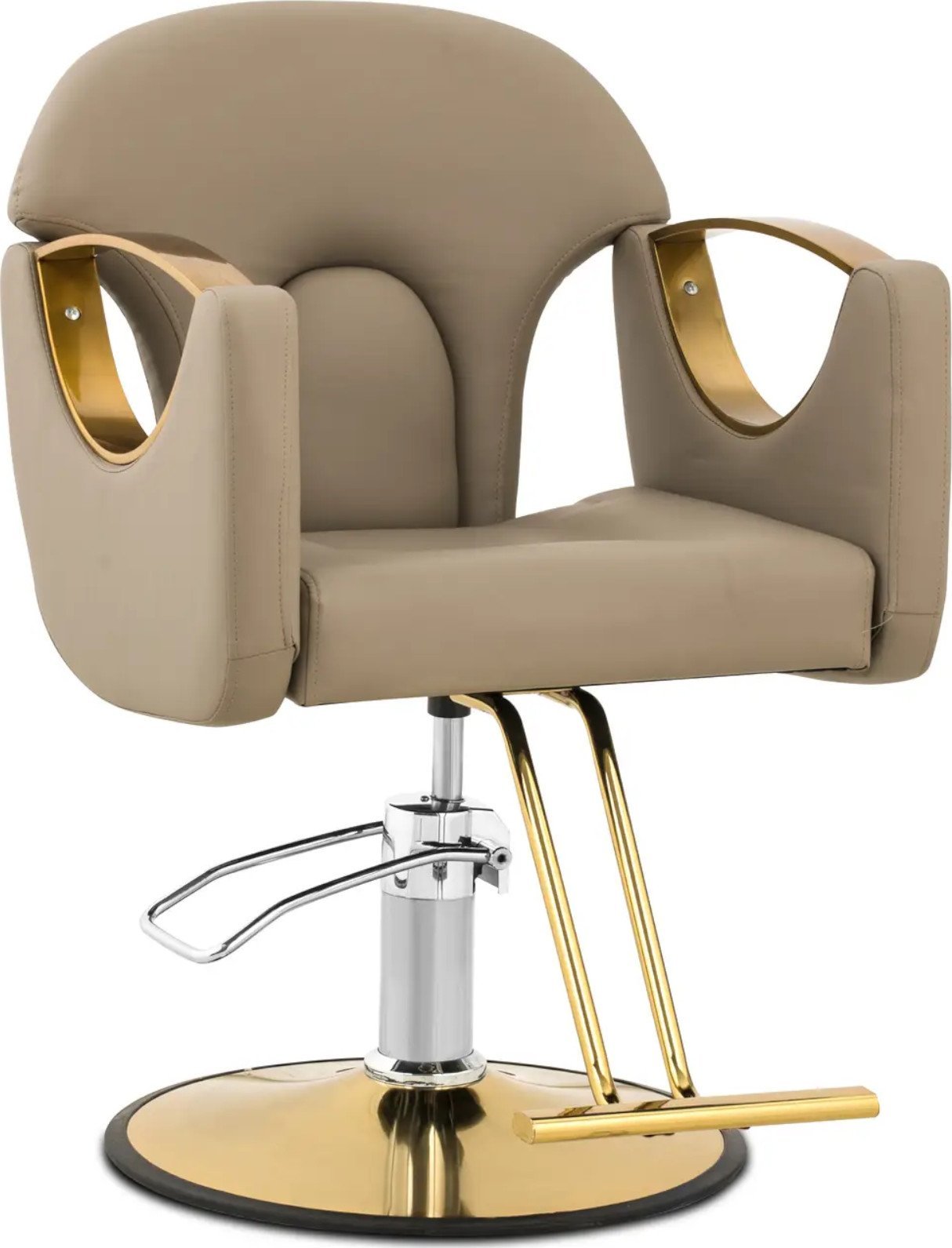 Fotel fryzjerski barberski z podnóżkiem BARTON - beżowy Fotel fryzjerski barberski z podnóżkiem BARTON - beżowy