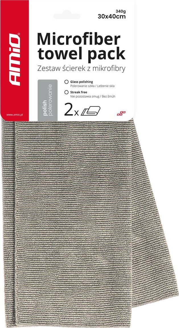 AMiO Mikrofibra bezsmugowa do szyb okien luster 30x40 cm 2 sztuki amio-03742