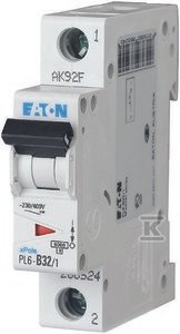 Eaton Wyłącznik nadprądowy 1P D 32A 6kA AC PL6-D32/1 286548