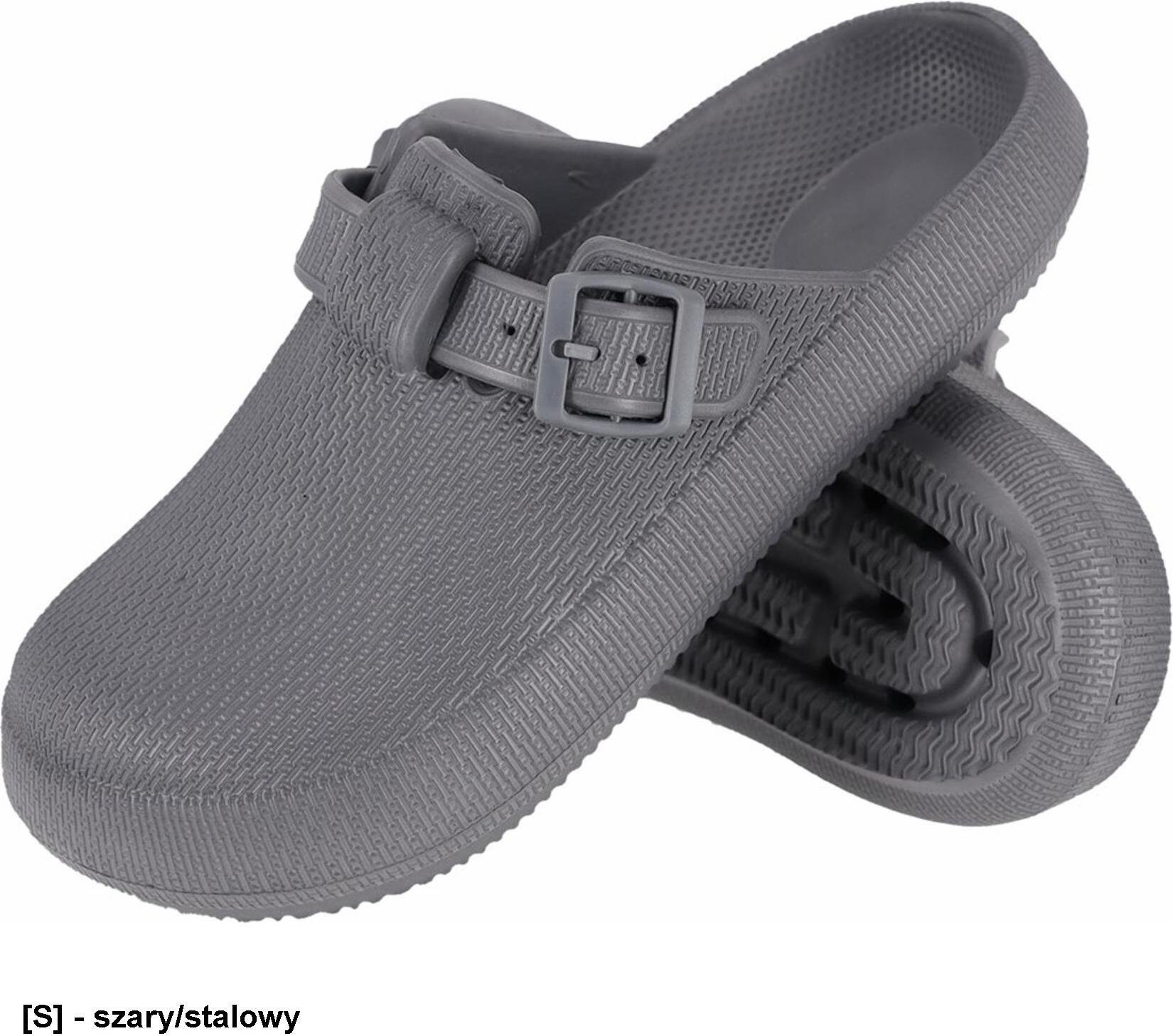 Reis BCTEX Klapki damskie TEX made of EVA material slip-on adjustable with buckle contoured sole protects the foot - gray/steel 38