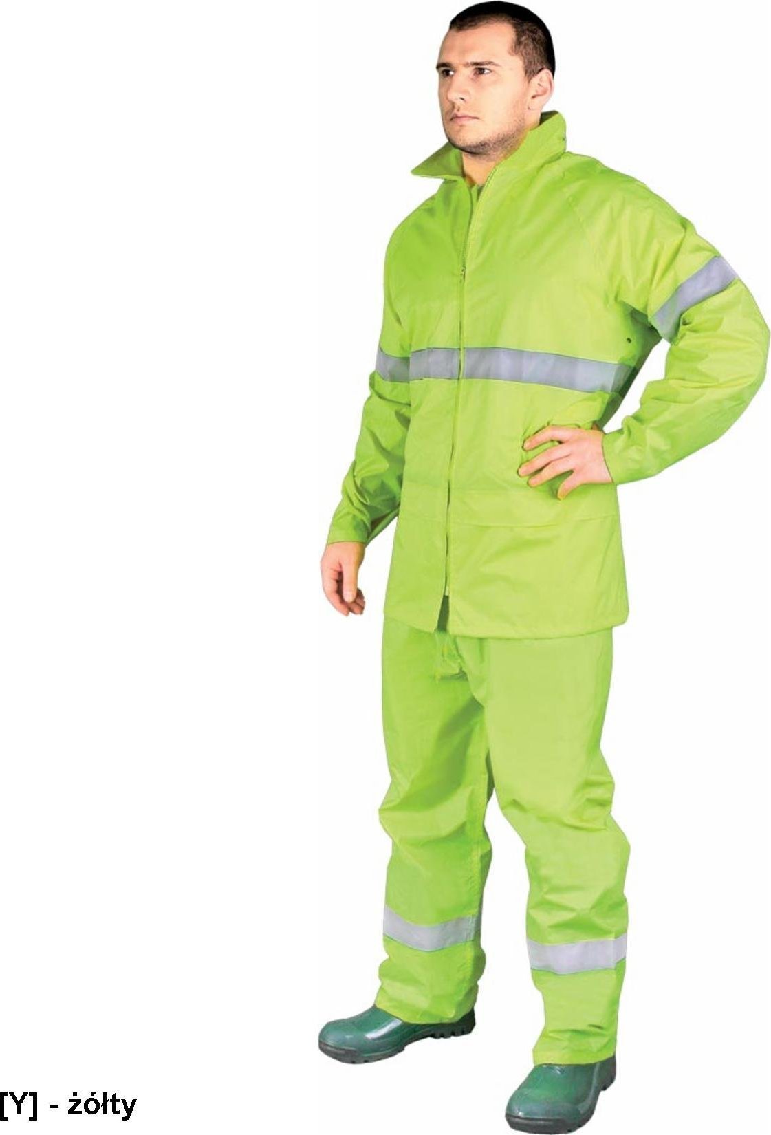 R.E.I.S. KPL-RAINER - KOMPLET PRZECIWDESZCZOWY Z ODBLASKAMI - żółty 2XL