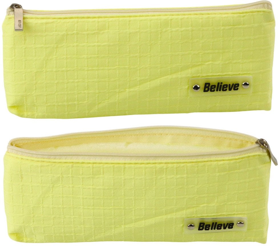 Piórnik Szkolny Biurowy Jednokomorowy Tłoczona Kratka Żółty 21x9,5cm