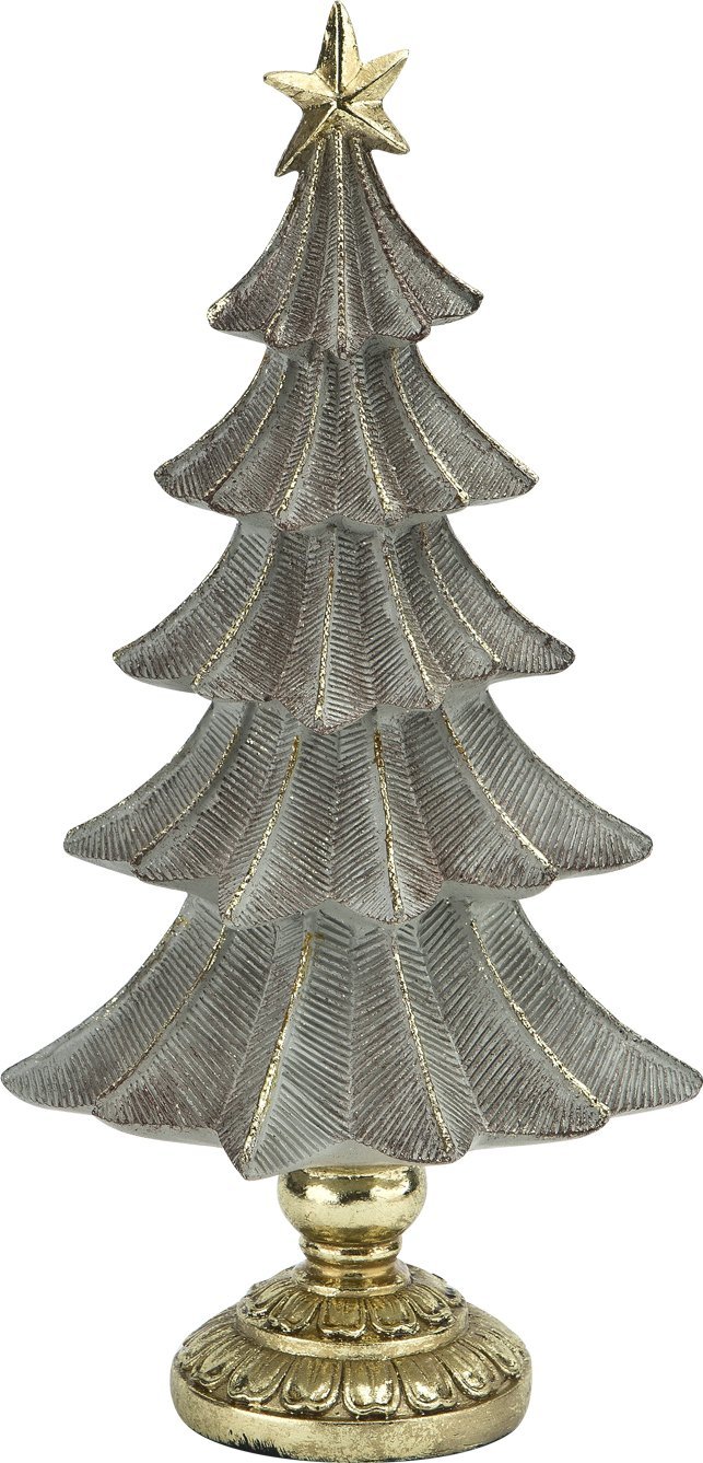 Ewax Figurka świąteczna Choinka szaro-złota 28 cm