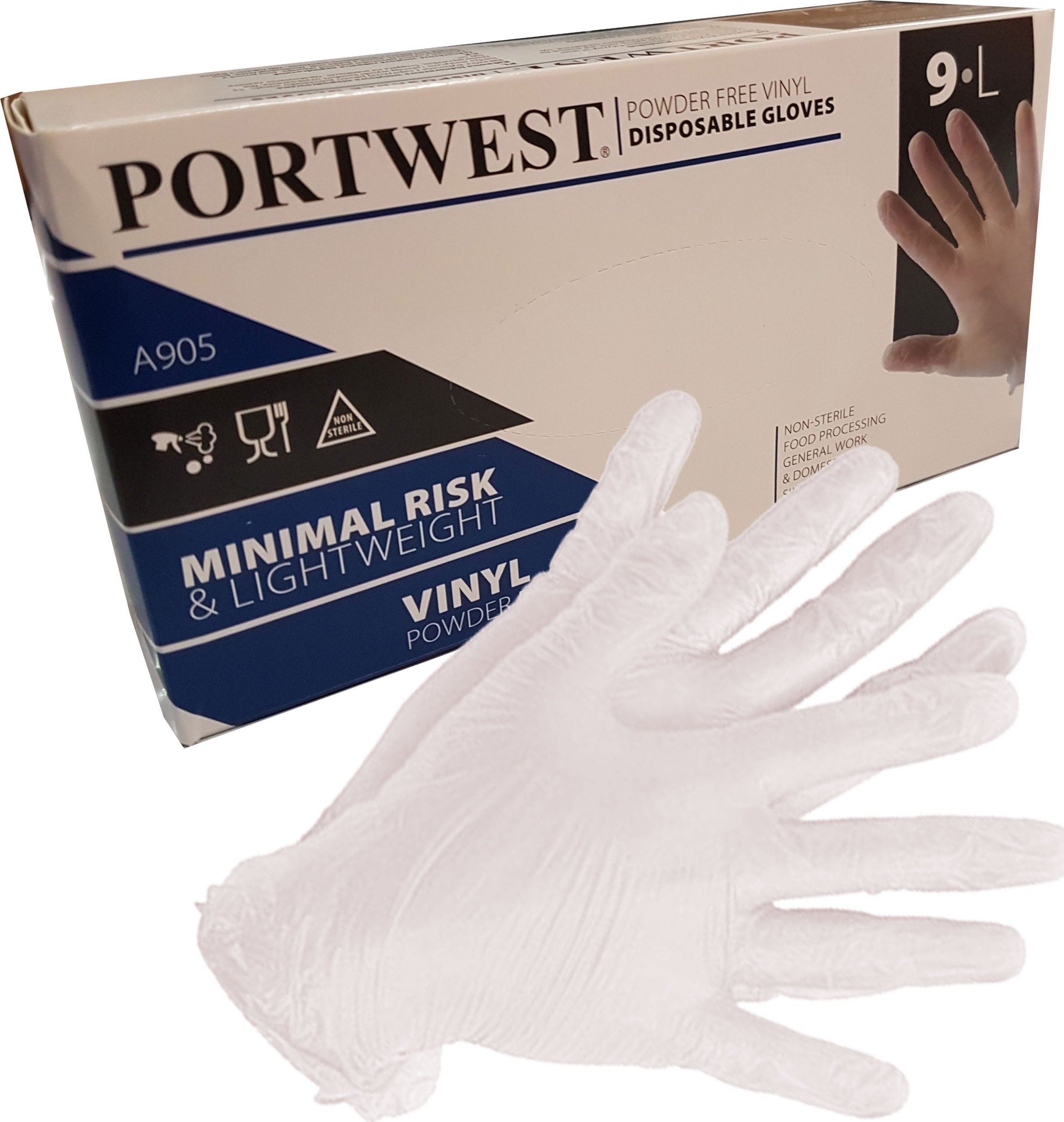 Portwest Rękawice Gumowe Jednorazowe Winylowe Niepudrowane (Clear, L) - 100 Sztuk Portwest 0000000316 5036108158195