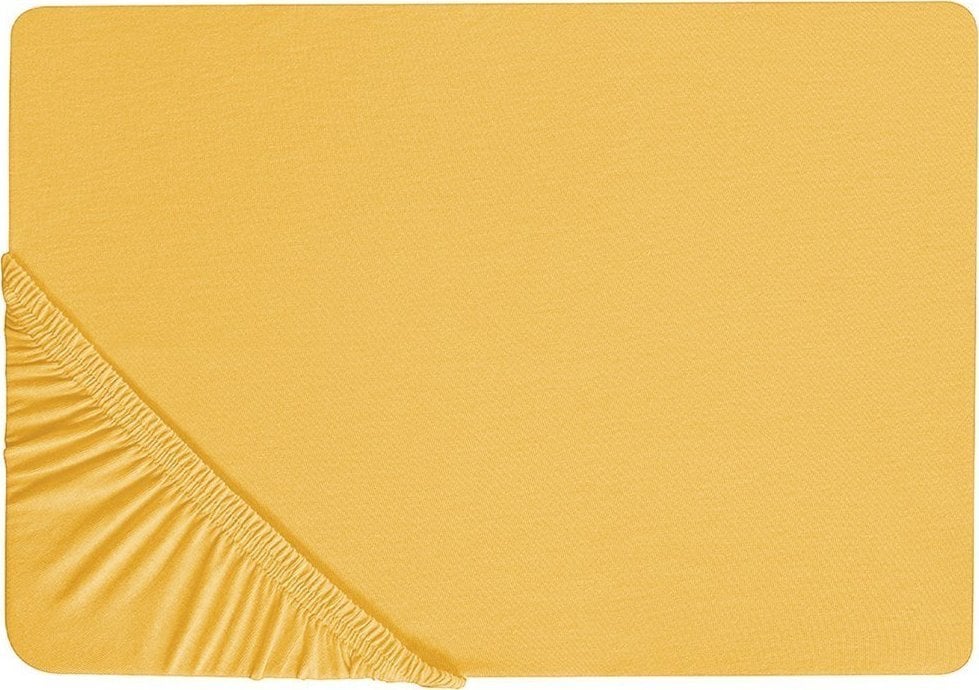 Beliani Bawełniane prześcieradło z gumką 160 x 200 cm musztardowe JANBU