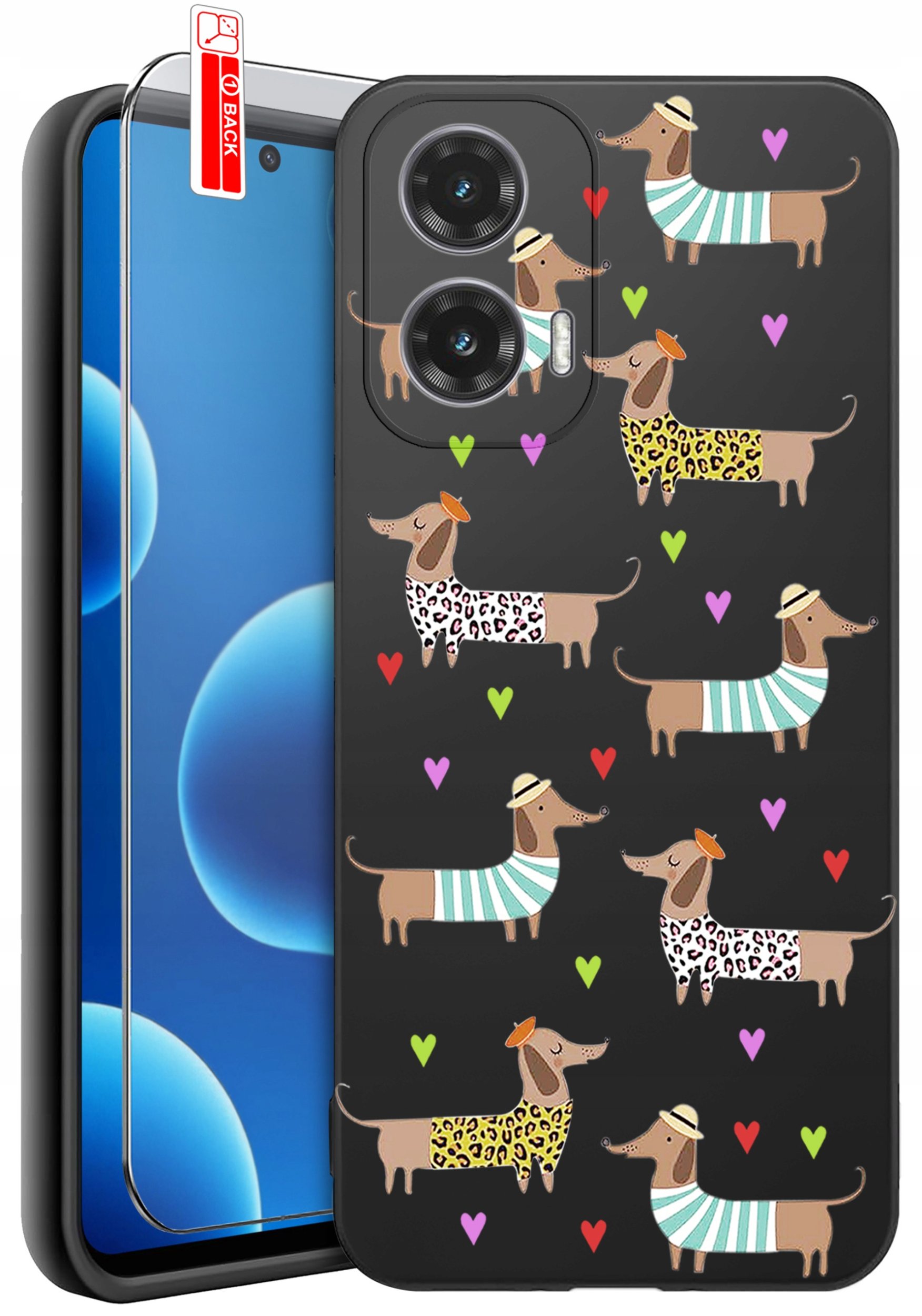 ETUI do Motorola Moto G45 5G | WZORY | SILIKONOWE MATT CASE + SZKŁO 9H