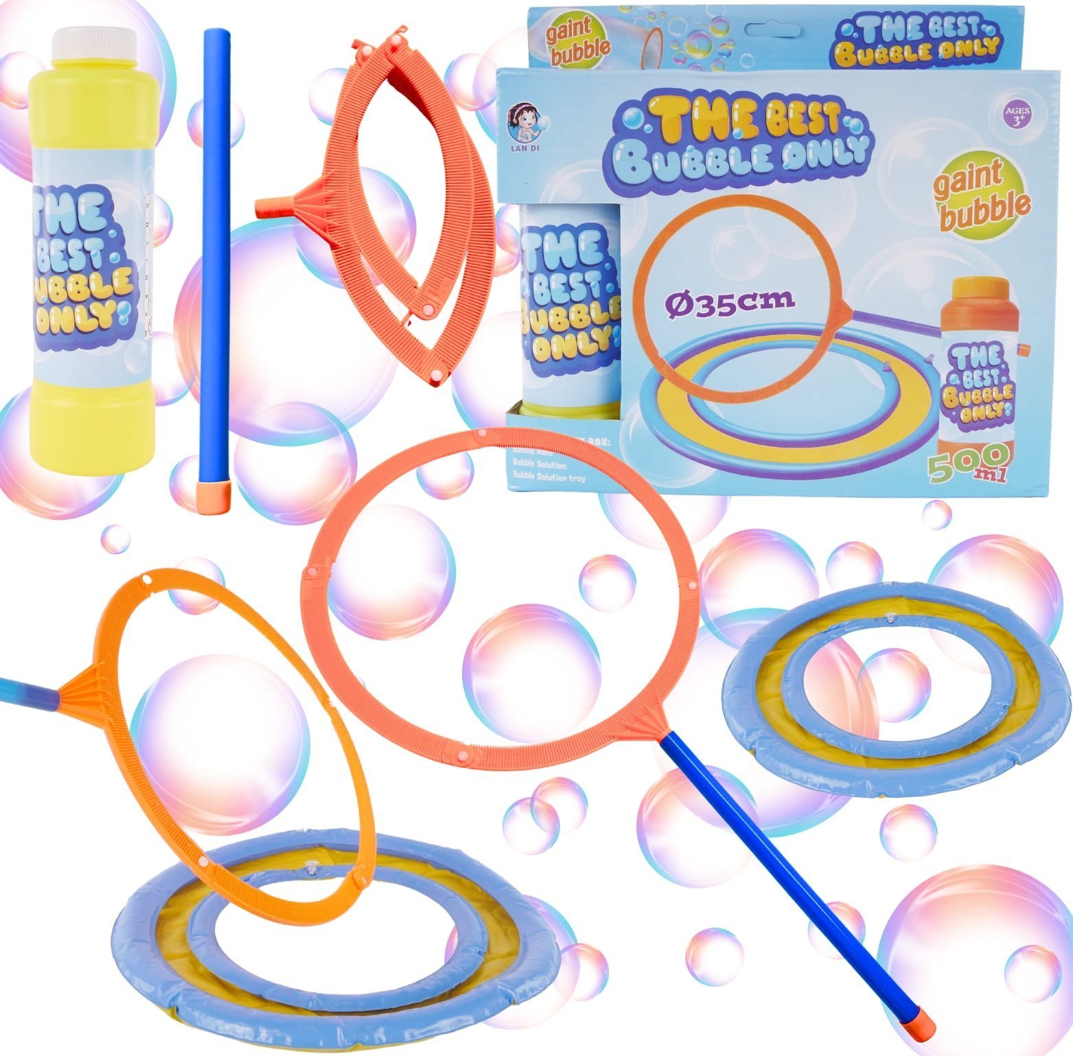 Swede Zestaw Do Baniek Mydlanych Obręcz Podstawka Płyn Bańki Mydlane 500ml