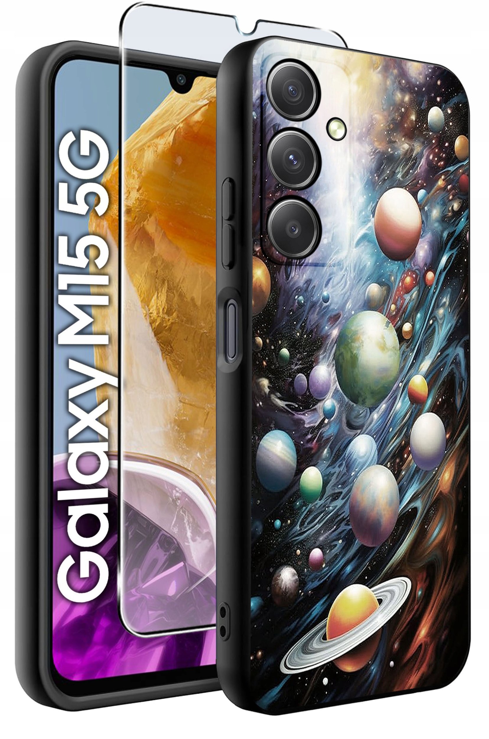 ETUI do Samsung M15 5G WZORY | SILIKONOWE MATT CASE + SZKŁO HARTOWANE 9H