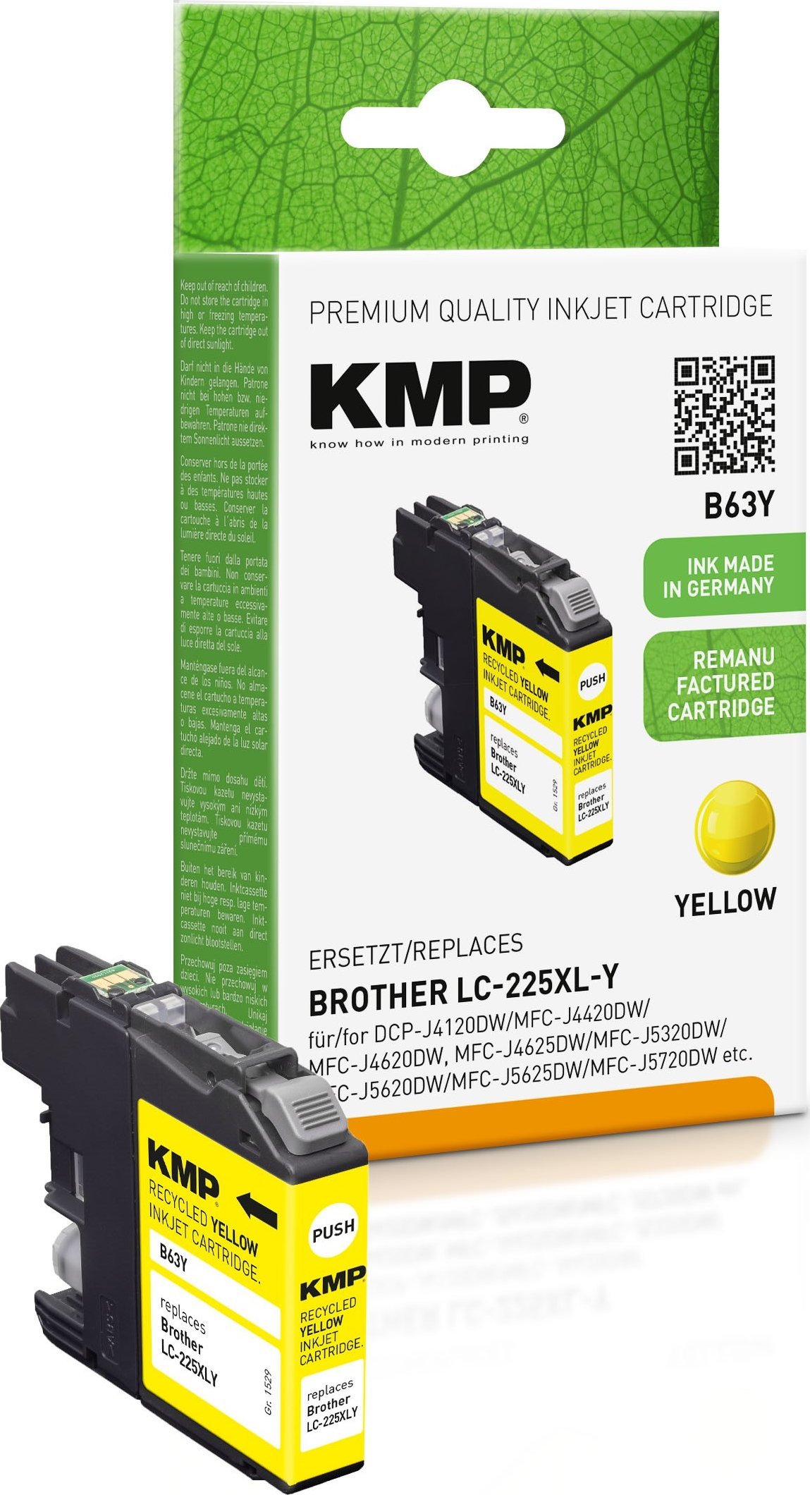 KMP Printtechnik AG KMP kartridż Brother LC-225XLY 1200 S. yellow remanufactured