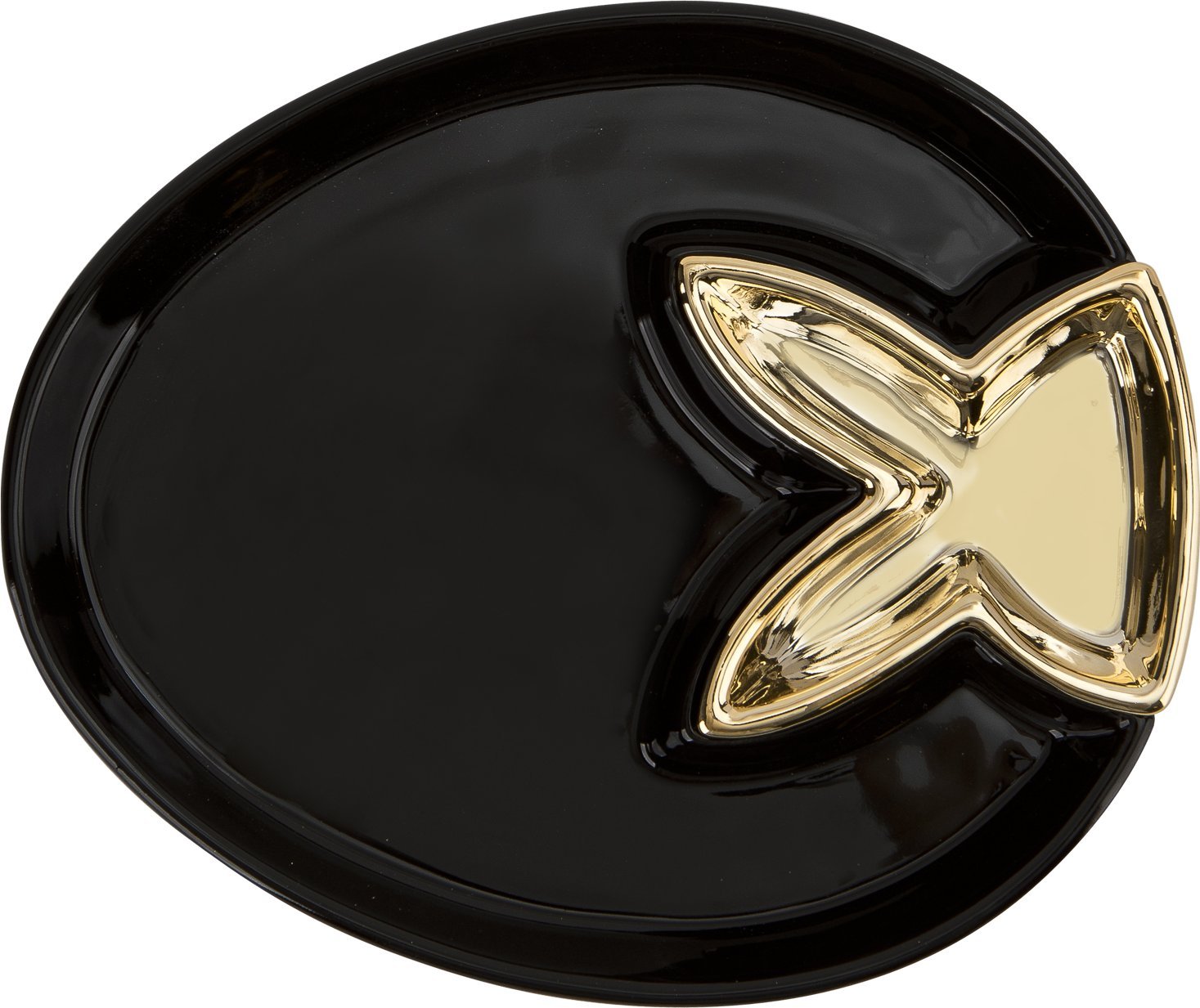 Ewax Czarny talerz płytki ozdobny deserowy Zajączek złoty