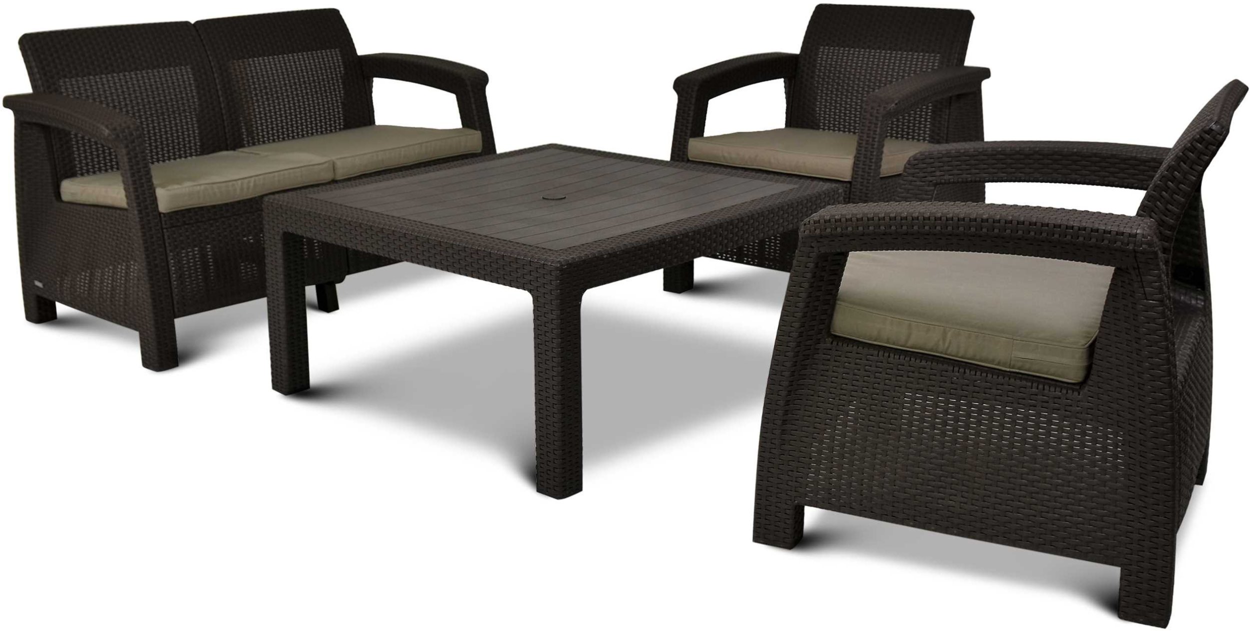 Zestaw mebli ogrodowych Corfu Set Family dla 4 osób brązowy