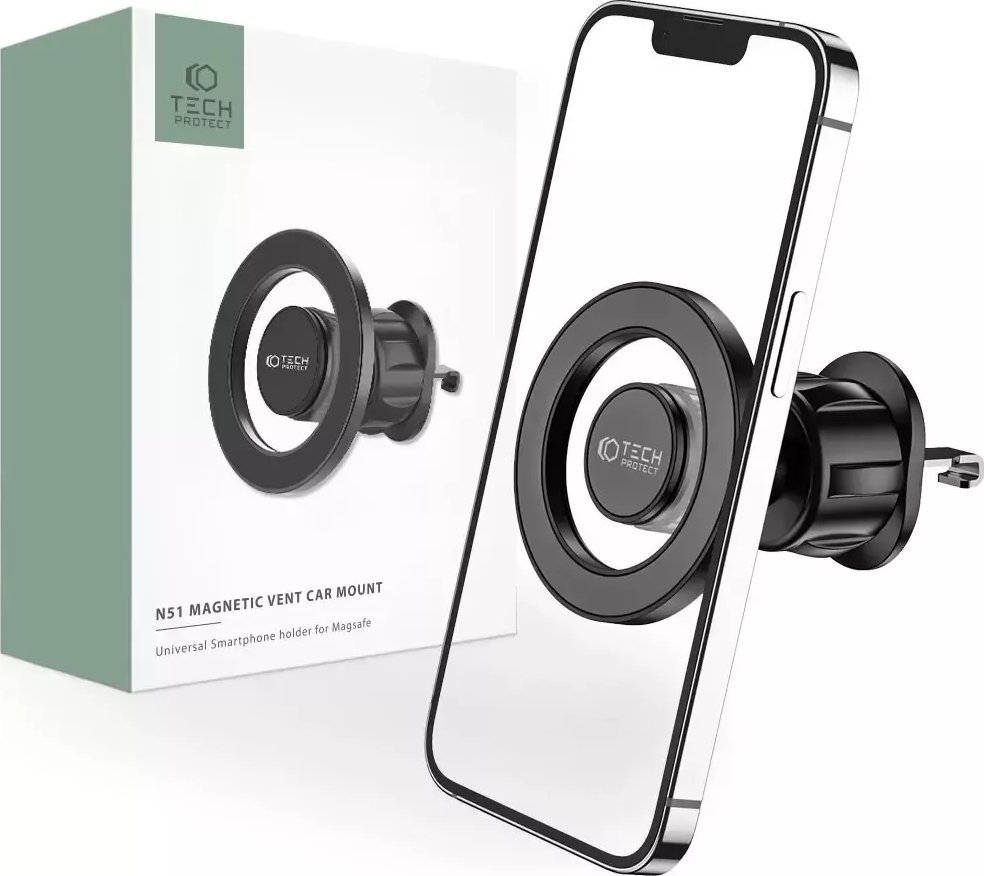 4kom.pl Uchwyt samochodowy N51 magnetyczny MagSafe do kratki Car Mount Black