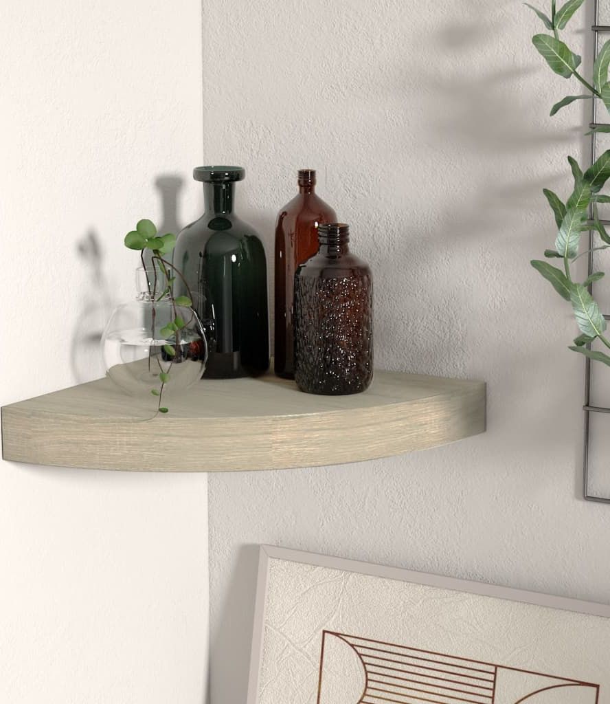 vidaXL Narożna półka ścienna, kolor dębowy, 25x25x3,8 cm, MDF