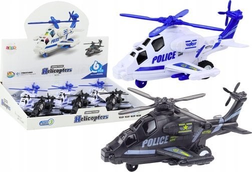 LeanToys Helikopter Policyjny Biały lub Czarny Napęd Frykcyjny Światło i Dźwięk